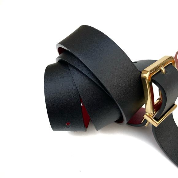 Vintage Ralph Lauren Reversible Black Red Leather Belt | Gold Buckle 90s Y2K - Picture 6 of 15